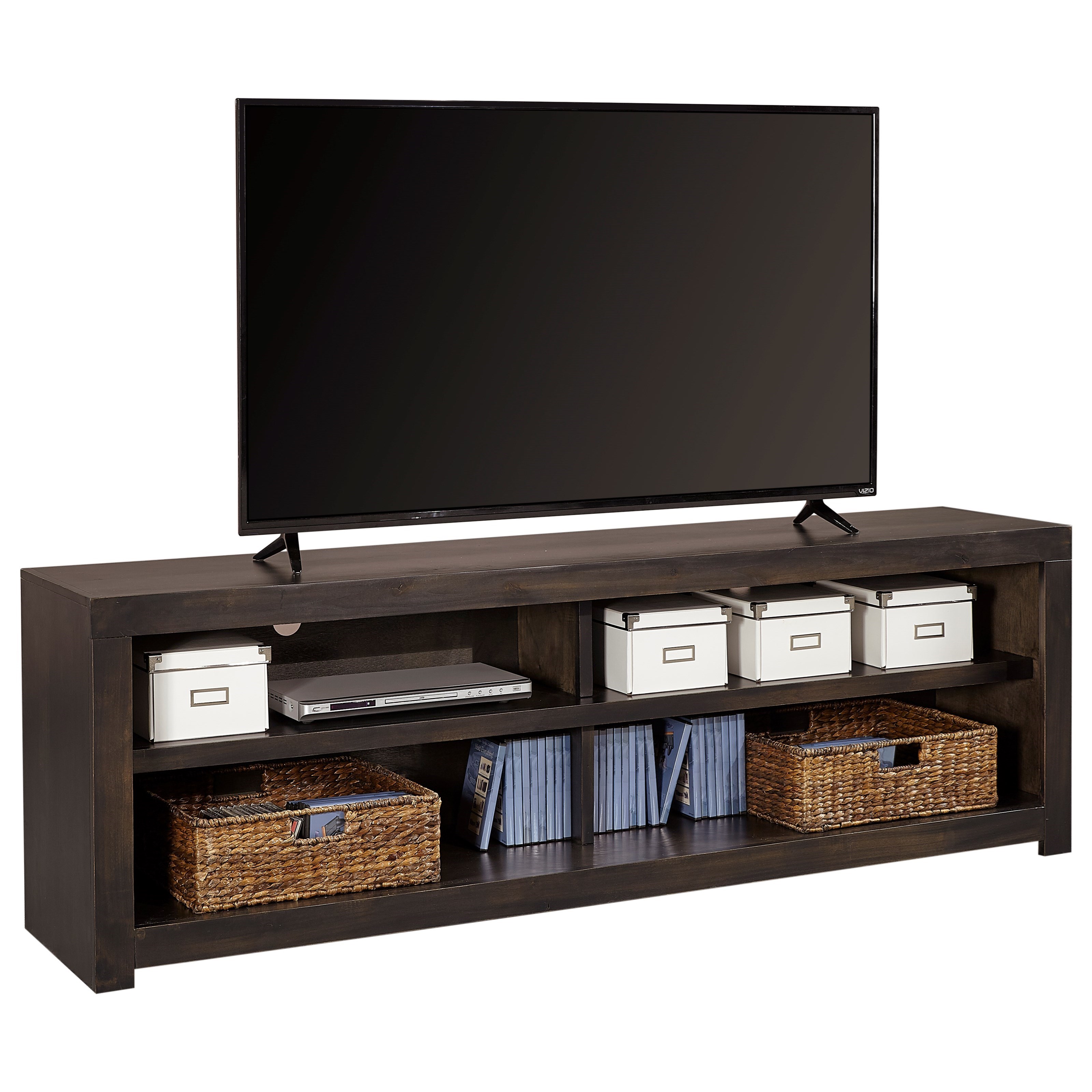 Aspenhome Avery Loft Contemporary 74" TV Console with 4 Open Shelves